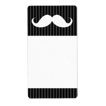 White handlebar moustache on grey black stripes shipping labels