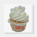 White hearts romantic cupcake magnet