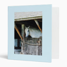 White Horse in Stable 3 Ring Binder