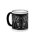 White Horse on Black Mug