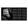 White Horse Portrait Calendar on Black Customized Photo Card