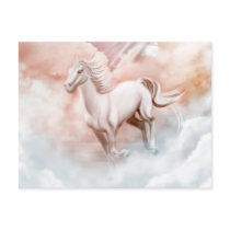 White Horse Running Trough The Clouds Postcard