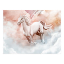 White Horse Running Trough The Clouds Postcard