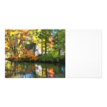 White House by Lake in Autumn Photo Greeting Card