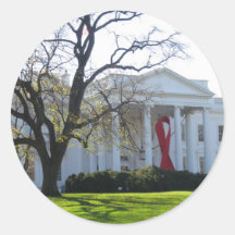 White House World AIDs Day Ribbon Round Sticker