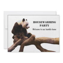 White Housewarming Party Invitation Card Panda