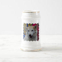 White Husky Beer Stein Mugs