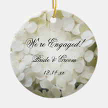 White Hydrangea Engagement Photo Ornament