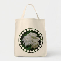 White Hydrangea Grocery Tote  Bag