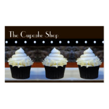 White Icing Cupcakes on Brown Business Cards
