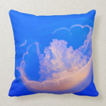 white jellyfish throw pillow