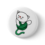 White Kitten with Ball of Yarn Pin