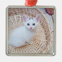 White Kitty Christmas Tree Ornaments