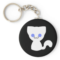 White Kitty Keychain