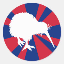 White Kiwi Round Stickers