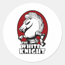 White Knight Logo Red Round Sticker