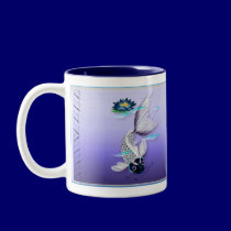 White Koi-Blue Lily Mugs mugs