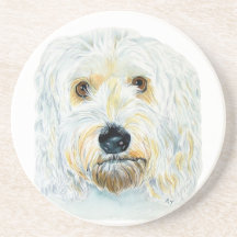 White Labradoodle Drink Coaster