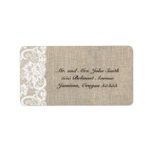 White Lace and Burlap Address Labels