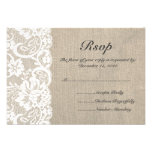 White Lace and Burlap Wedding RSVP Card Personalized Announcement