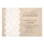 White Lace & Burlap Bridal Shower Party Invite invitations