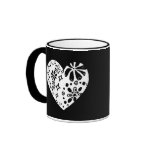 White lace heart (customizable background colour) mugs
