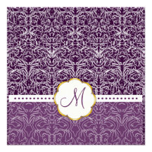White Lace+ Plum Accent Wedding Invitations
