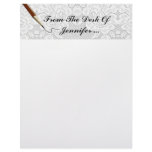 White Lace Roses Letterhead Stationery