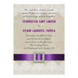 White Lace Vintage Wedding | Purple Ribbon Linen invitations