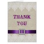 White Lace Vintage Wedding Thank You Purple Linen cards