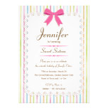 White Lace Watercolor Candy Stripes Sweet 16 Personalized Invites