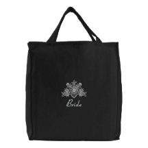 White Lace Wedding - Bride Tote Embroidered Bags