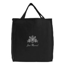 White Lace Wedding - Just Married Tote Canvas Bags