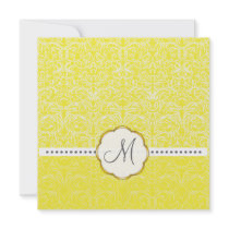 White Lace+ Yellow Accent Wedding Invitations