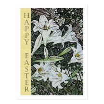 White Lilies Easter Postcard