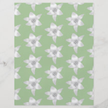 White Lilies Pattern on Green. Personalized Flyer