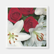 "White Lilies Red Roses" Magnet