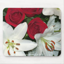 "White Lilies Red Roses" Mousepad