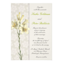 White Lillies Floral Wedding Invitation