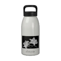 White lilly flower water bottle
