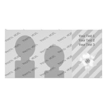 White Lily on a Grey Stripe Pattern. Picture Card