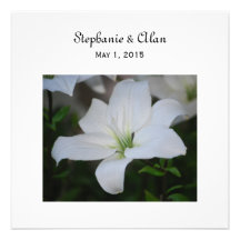 White Lily on White Wedding Invitations