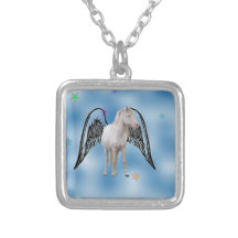 white magical flying Pegasus Pendant