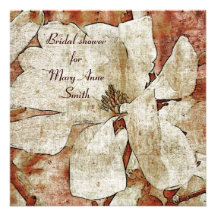 White Magnolia Bridal shower invitation template