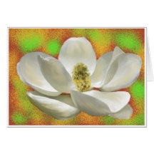 WHITE MAGNOLIA ON NEON BACKGROUND CARD