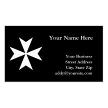 White Maltese Cross Business Card Template