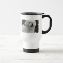 White Maltese Puppy Plastic Travel Mug