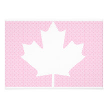 White Maple Leaf on Soft Pink Invitation