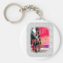 White Marble Photo Frame Template Key Chains