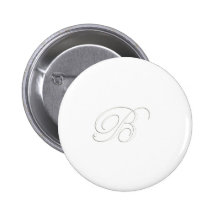 White Monogram B Pinback Button